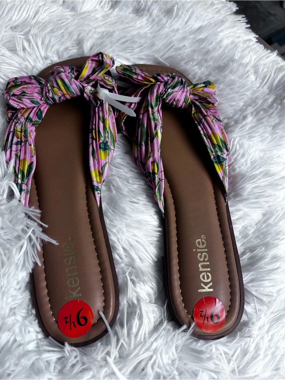 Kenzie Women’s Pink Floral Knot Slide Sandals new Sz 9 1/2